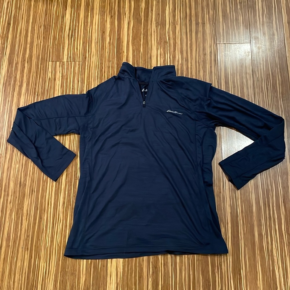 Men’s longsleeve medium blue Eddie Bauer thin jacket pullover (used)
